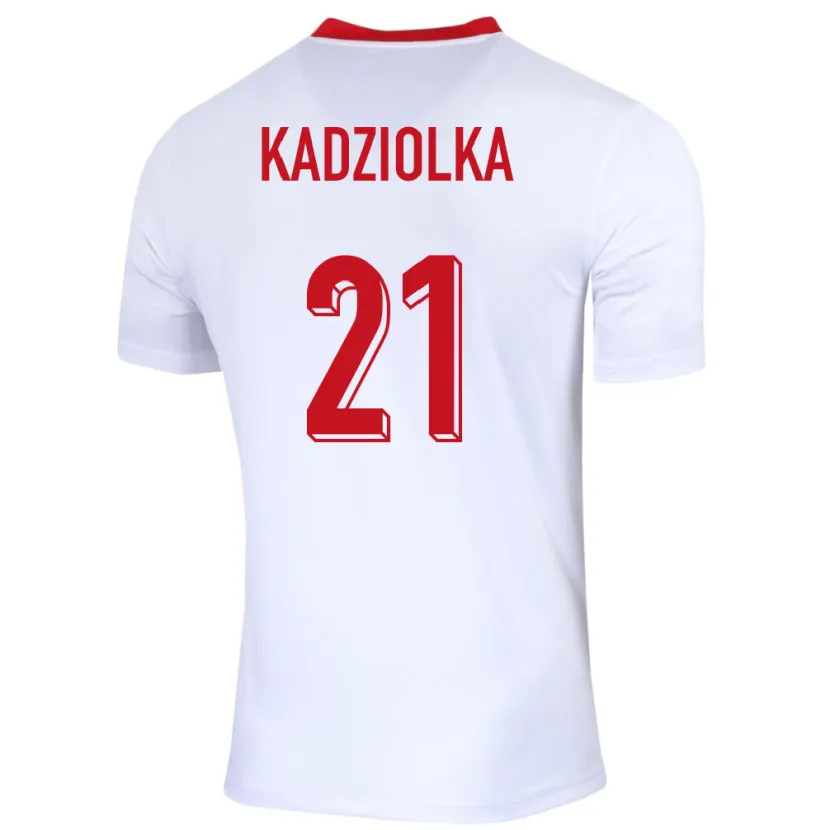 Danxen Mujer Camiseta Polonia Szymon Kadziolka #21 Blanco 1ª Equipación 24-26 La Camisa México