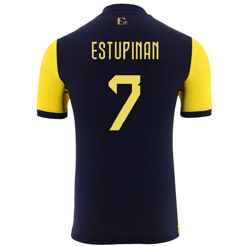 Danxen Mujer Camiseta Ecuador Pervis Estupinan #7 Amarillo 1ª Equipación 24-26 La Camisa México
