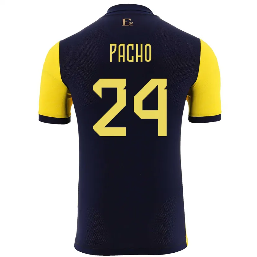 Danxen Mujer Camiseta Ecuador William Pacho #24 Amarillo 1ª Equipación 24-26 La Camisa México