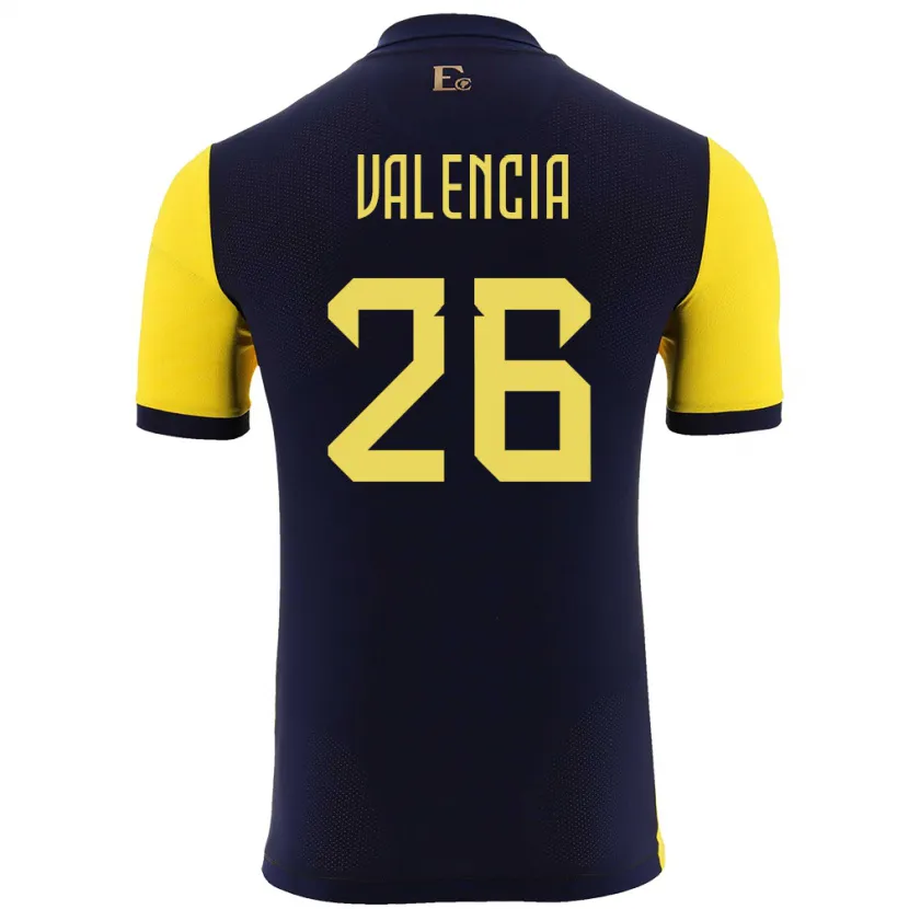 Danxen Mujer Camiseta Ecuador Anthony Valencia #26 Amarillo 1ª Equipación 24-26 La Camisa México