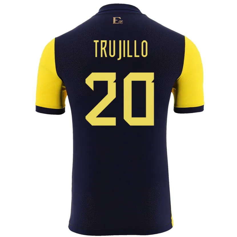 Danxen Mujer Camiseta Ecuador Isabel Trujillo #20 Amarillo 1ª Equipación 24-26 La Camisa México