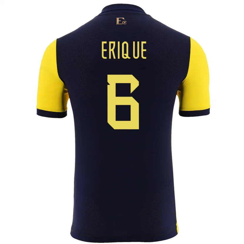 Danxen Mujer Camiseta Ecuador Yeltzin Erique #6 Amarillo 1ª Equipación 24-26 La Camisa México