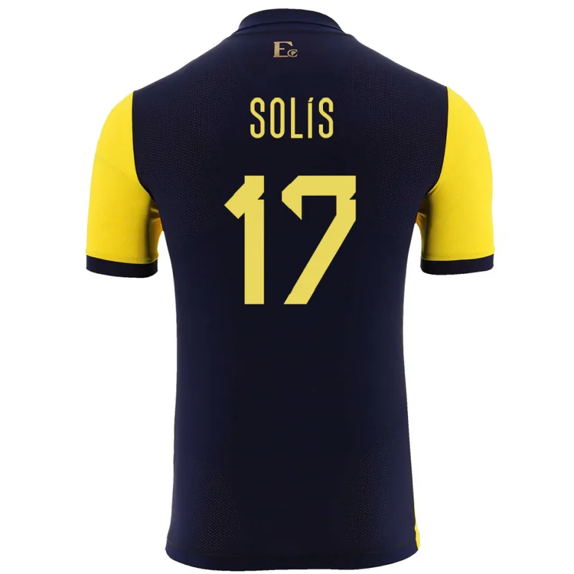 Danxen Mujer Camiseta Ecuador Mathias Solis #17 Amarillo 1ª Equipación 24-26 La Camisa México