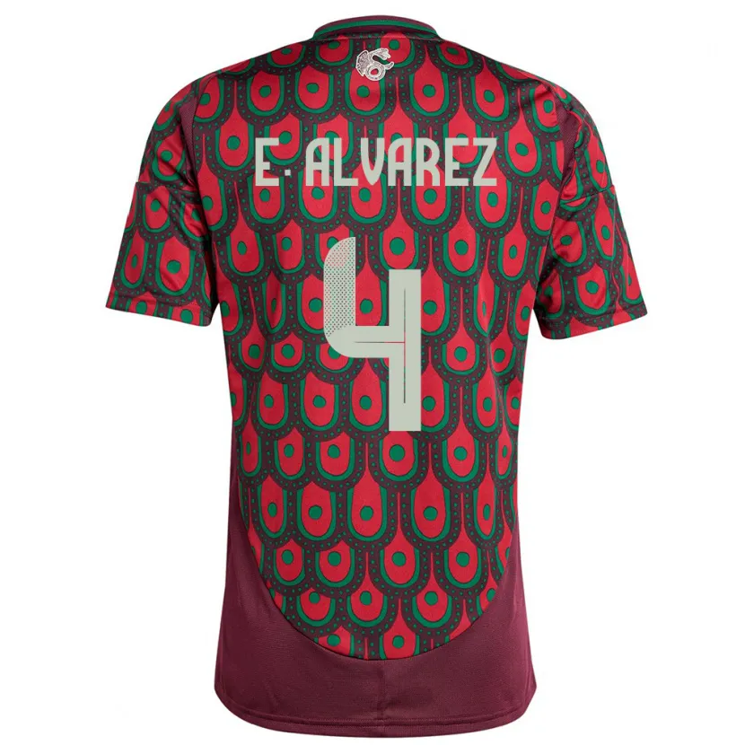 Danxen Mujer Camiseta México Edson Alvarez #4 Granate 1ª Equipación 24-26 La Camisa México