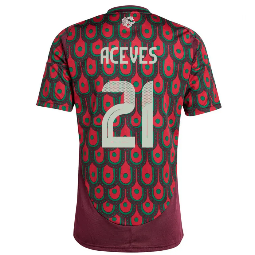 Danxen Mujer Camiseta México Daniel Aceves #21 Granate 1ª Equipación 24-26 La Camisa México