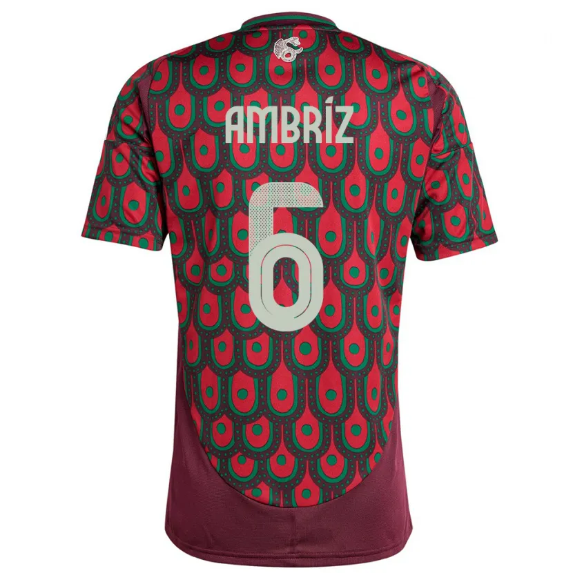 Danxen Mujer Camiseta México Fidel Ambriz #6 Granate 1ª Equipación 24-26 La Camisa México