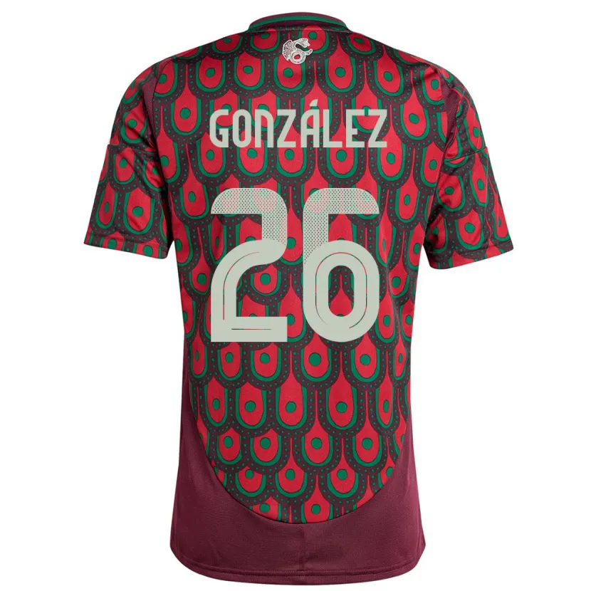 Danxen Mujer Camiseta México Bryan Gonzalez #26 Granate 1ª Equipación 24-26 La Camisa México