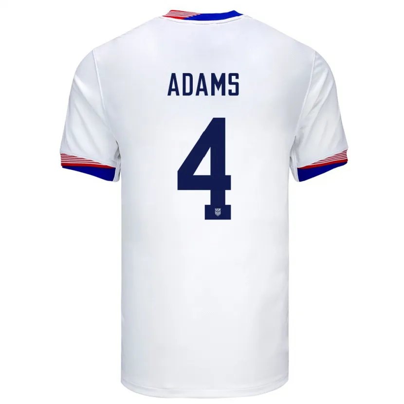Danxen Mujer Camiseta Estados Unidos Tyler Adams #4 Blanco 1ª Equipación 24-26 La Camisa México