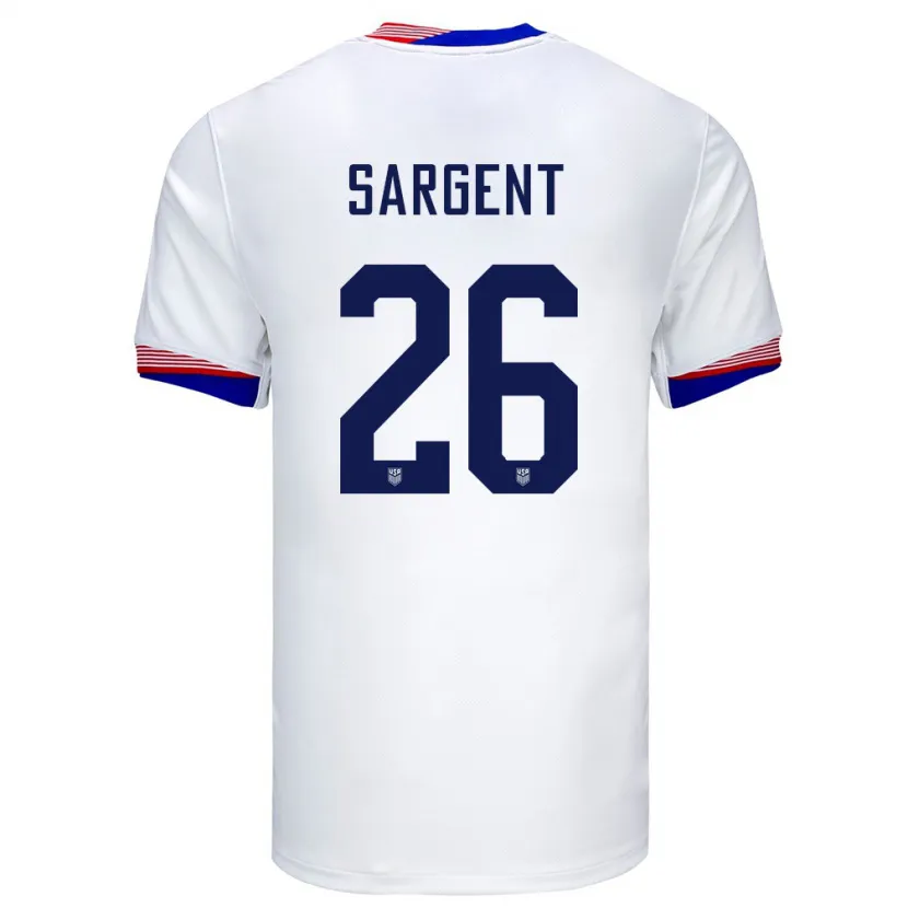 Danxen Mujer Camiseta Estados Unidos Josh Sargent #26 Blanco 1ª Equipación 24-26 La Camisa México