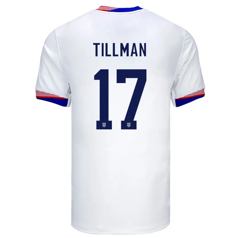 Danxen Mujer Camiseta Estados Unidos Malik Tillman #17 Blanco 1ª Equipación 24-26 La Camisa México