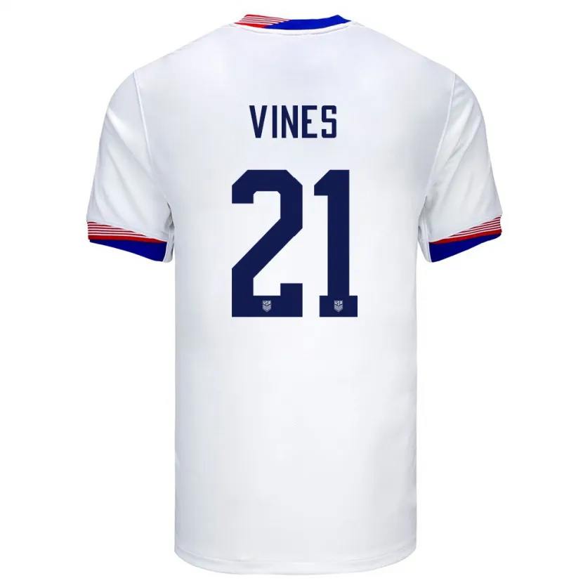 Danxen Mujer Camiseta Estados Unidos Sam Vines #21 Blanco 1ª Equipación 24-26 La Camisa México