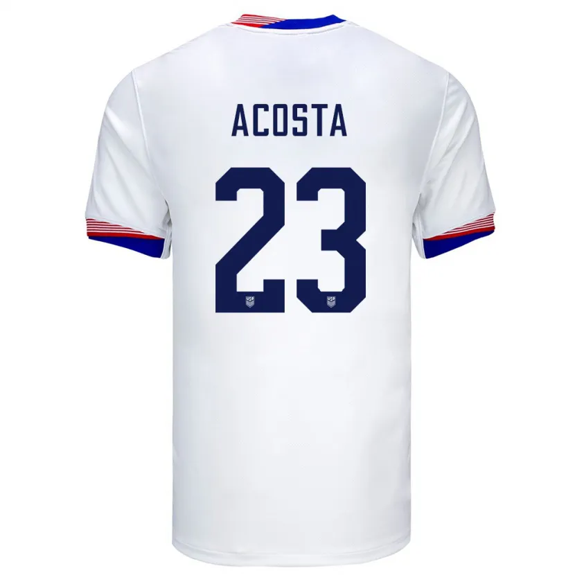Danxen Mujer Camiseta Estados Unidos Kellyn Acosta #23 Blanco 1ª Equipación 24-26 La Camisa México