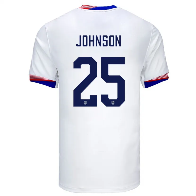 Danxen Mujer Camiseta Estados Unidos Sean Johnson #25 Blanco 1ª Equipación 24-26 La Camisa México