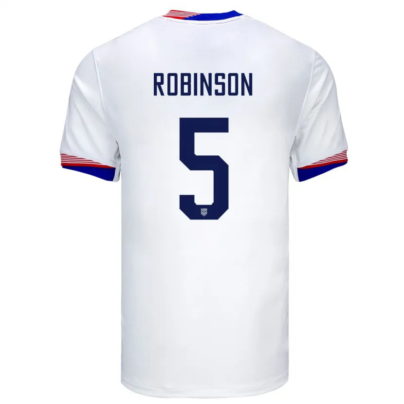 Danxen Mujer Camiseta Estados Unidos Antonee Robinson #5 Blanco 1ª Equipación 24-26 La Camisa México