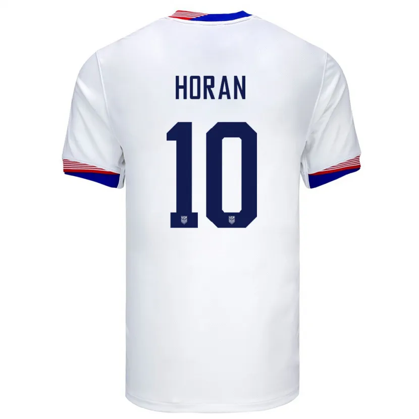 Danxen Mujer Camiseta Estados Unidos Lindsey Horan #10 Blanco 1ª Equipación 24-26 La Camisa México