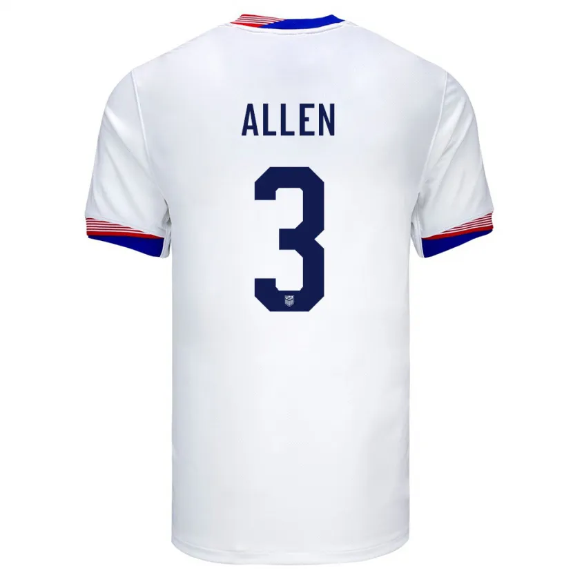 Danxen Mujer Camiseta Estados Unidos Noah Allen #3 Blanco 1ª Equipación 24-26 La Camisa México