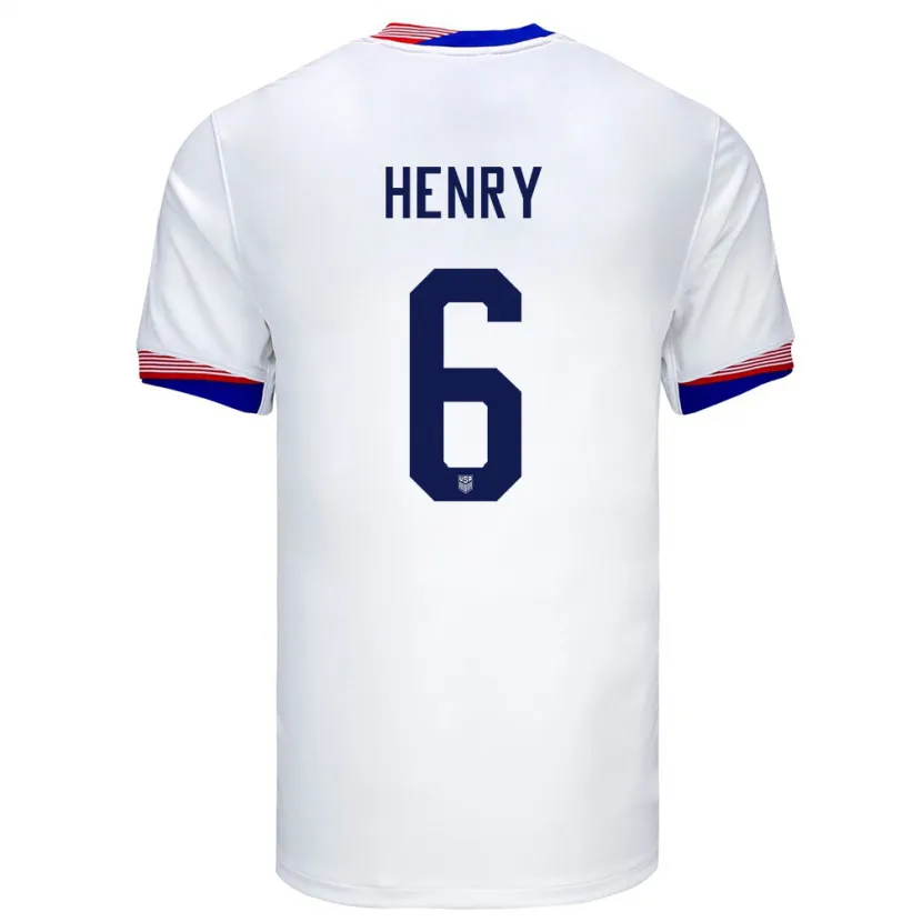 Danxen Mujer Camiseta Estados Unidos Kobi Henry #6 Blanco 1ª Equipación 24-26 La Camisa México
