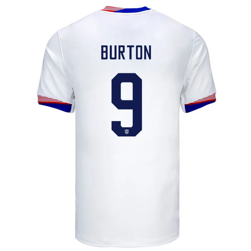 Danxen Mujer Camiseta Estados Unidos Micah Burton #9 Blanco 1ª Equipación 24-26 La Camisa México