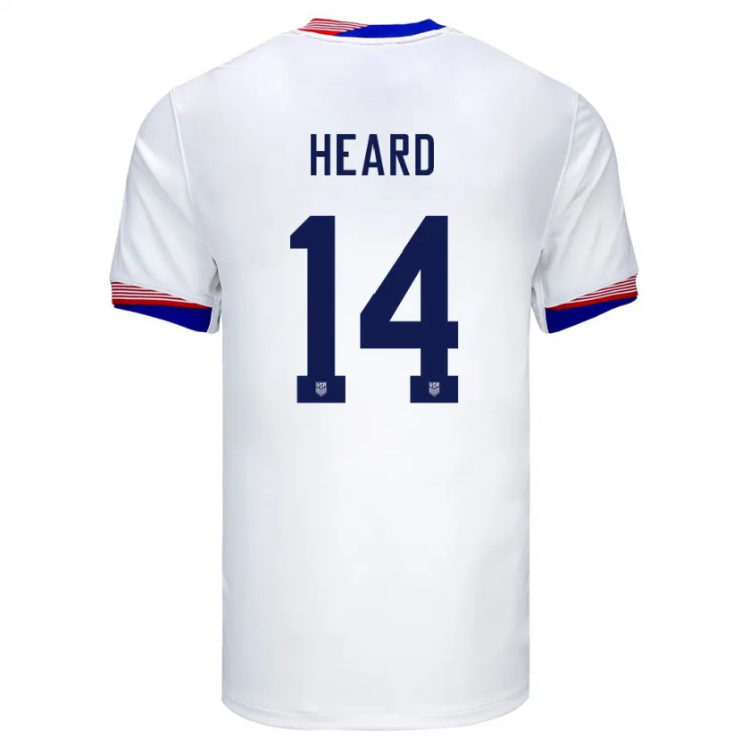 Danxen Mujer Camiseta Estados Unidos Aaron Heard #14 Blanco 1ª Equipación 24-26 La Camisa México