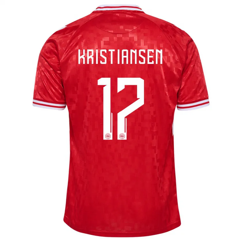 Danxen Mujer Camiseta Dinamarca Victor Kristiansen #17 Rojo 1ª Equipación 24-26 La Camisa México