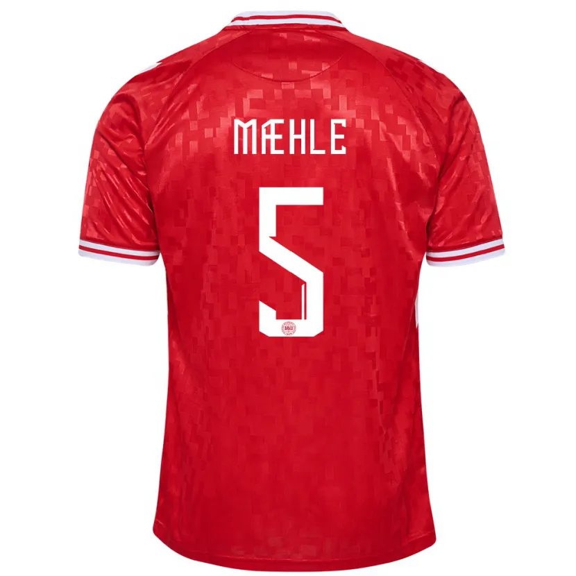Danxen Mujer Camiseta Dinamarca Joakim Maehle #5 Rojo 1ª Equipación 24-26 La Camisa México