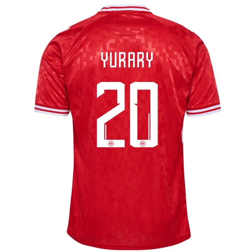 Danxen Mujer Camiseta Dinamarca Yussuf Poulsen #20 Rojo 1ª Equipación 24-26 La Camisa México