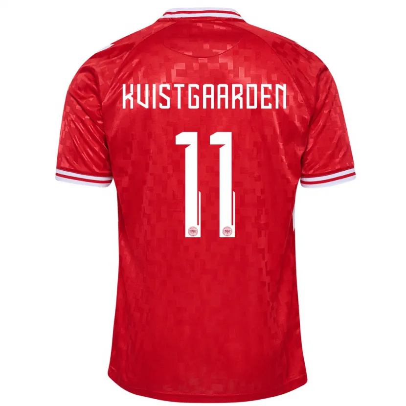 Danxen Mujer Camiseta Dinamarca Mathias Kvistgaarden #11 Rojo 1ª Equipación 24-26 La Camisa México