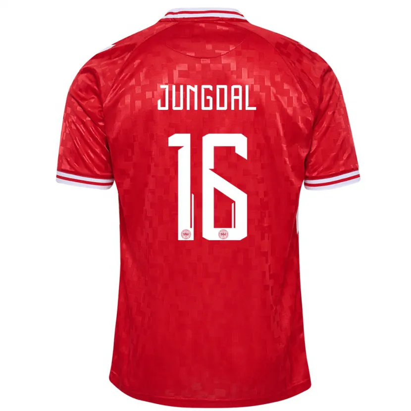 Danxen Mujer Camiseta Dinamarca Andreas Jungdal #16 Rojo 1ª Equipación 24-26 La Camisa México