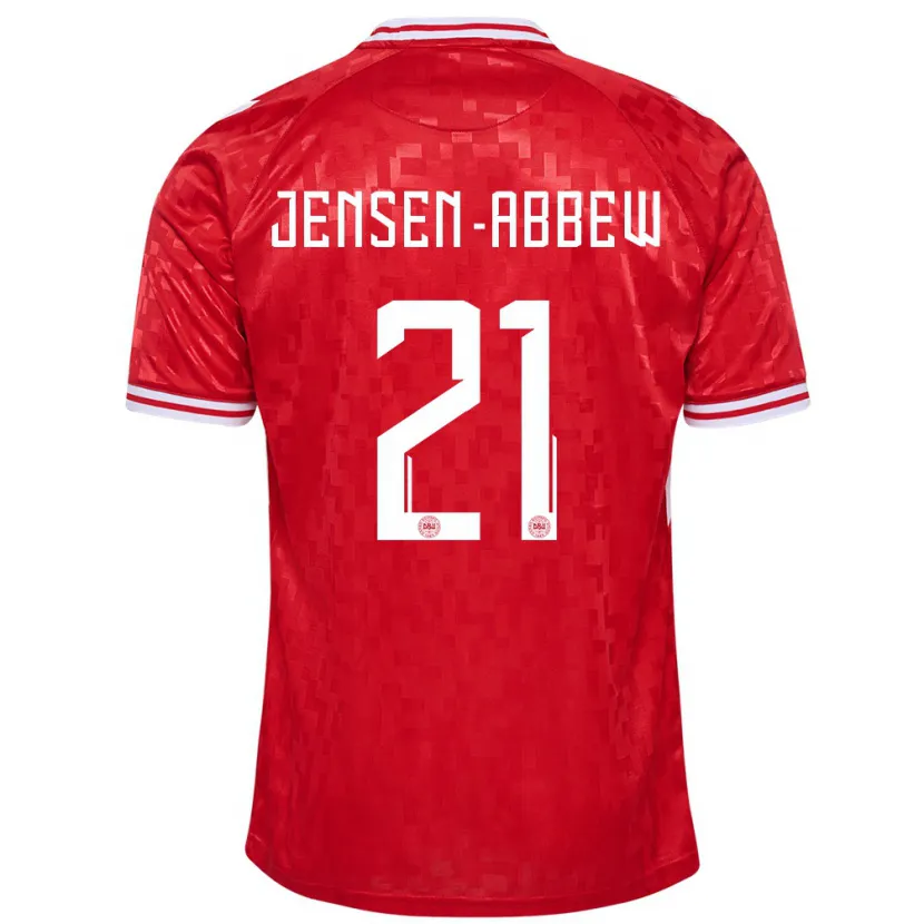 Danxen Mujer Camiseta Dinamarca Jonas Jensen-Abbew #21 Rojo 1ª Equipación 24-26 La Camisa México