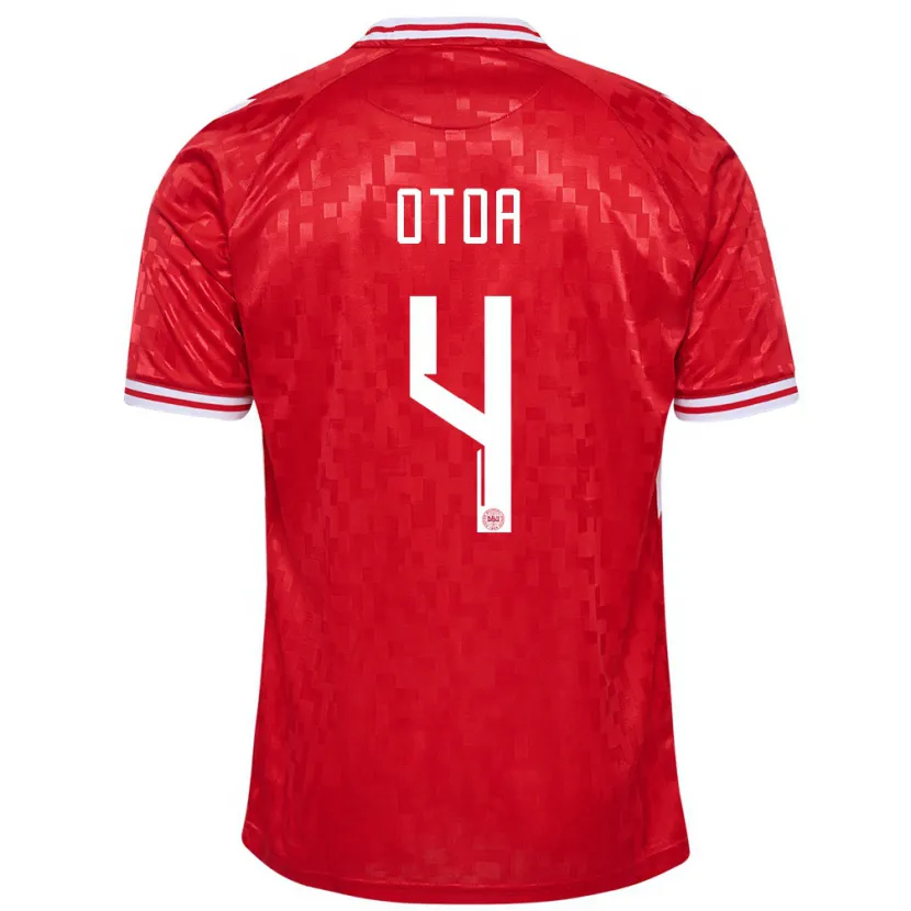 Danxen Mujer Camiseta Dinamarca Sebastian Otoa #4 Rojo 1ª Equipación 24-26 La Camisa México
