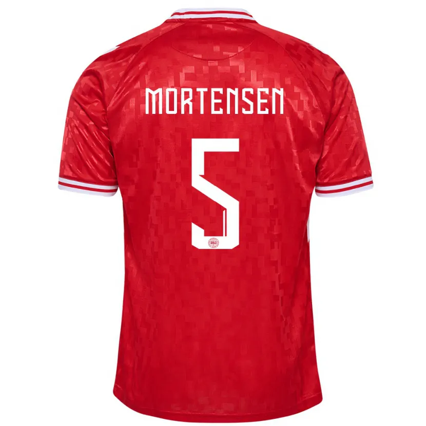 Danxen Mujer Camiseta Dinamarca Gustav Mortensen #5 Rojo 1ª Equipación 24-26 La Camisa México