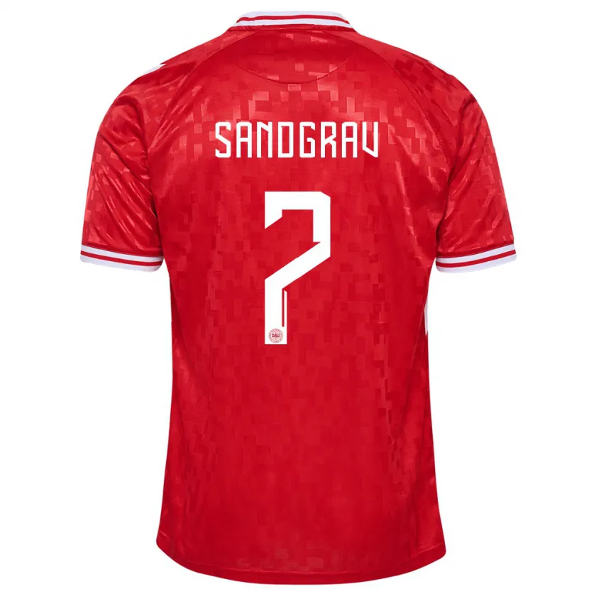 Danxen Mujer Camiseta Dinamarca Lauge Sandgrav #7 Rojo 1ª Equipación 24-26 La Camisa México