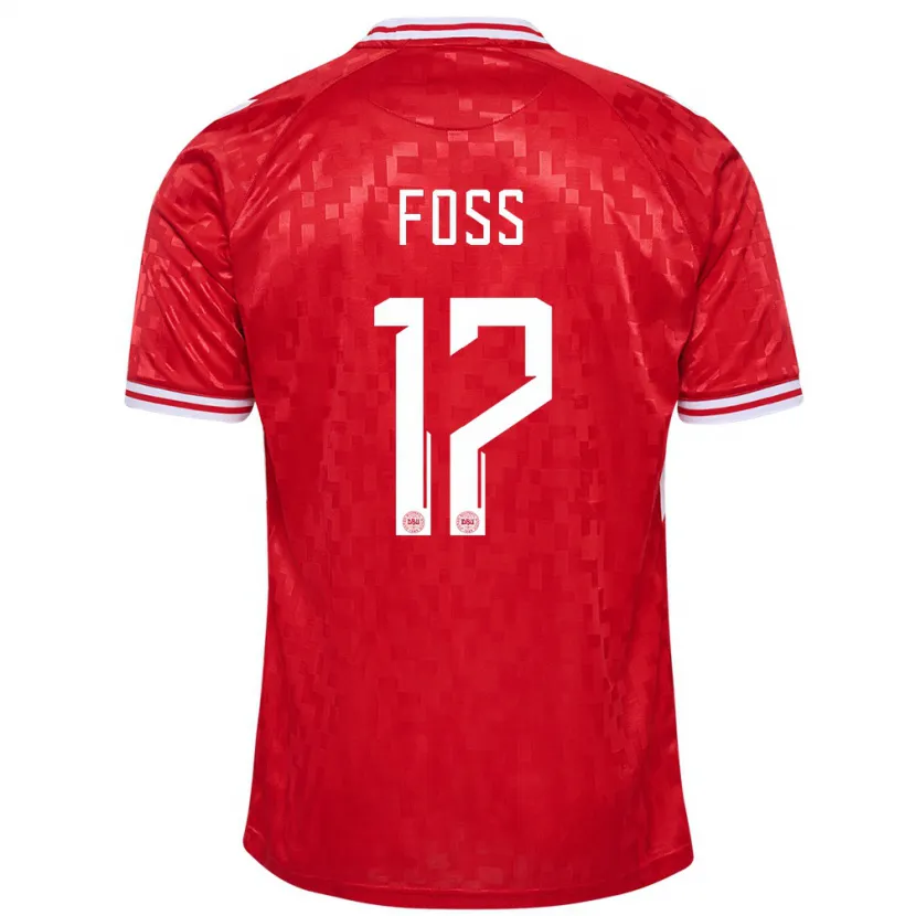 Danxen Mujer Camiseta Dinamarca Jonathan Foss #17 Rojo 1ª Equipación 24-26 La Camisa México