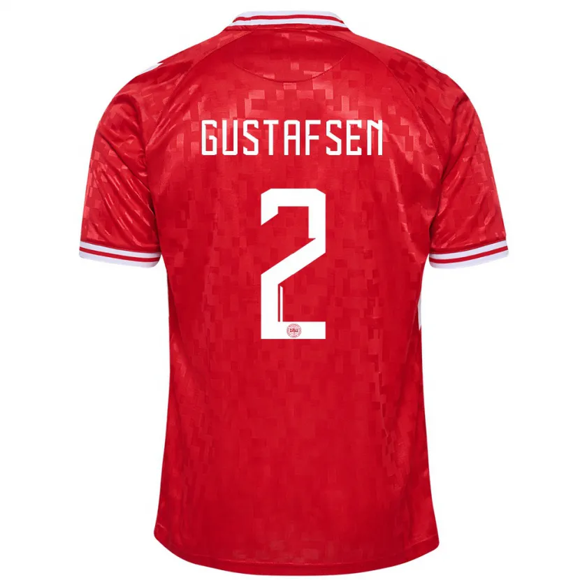 Danxen Mujer Camiseta Dinamarca Victor Gustafsen #2 Rojo 1ª Equipación 24-26 La Camisa México