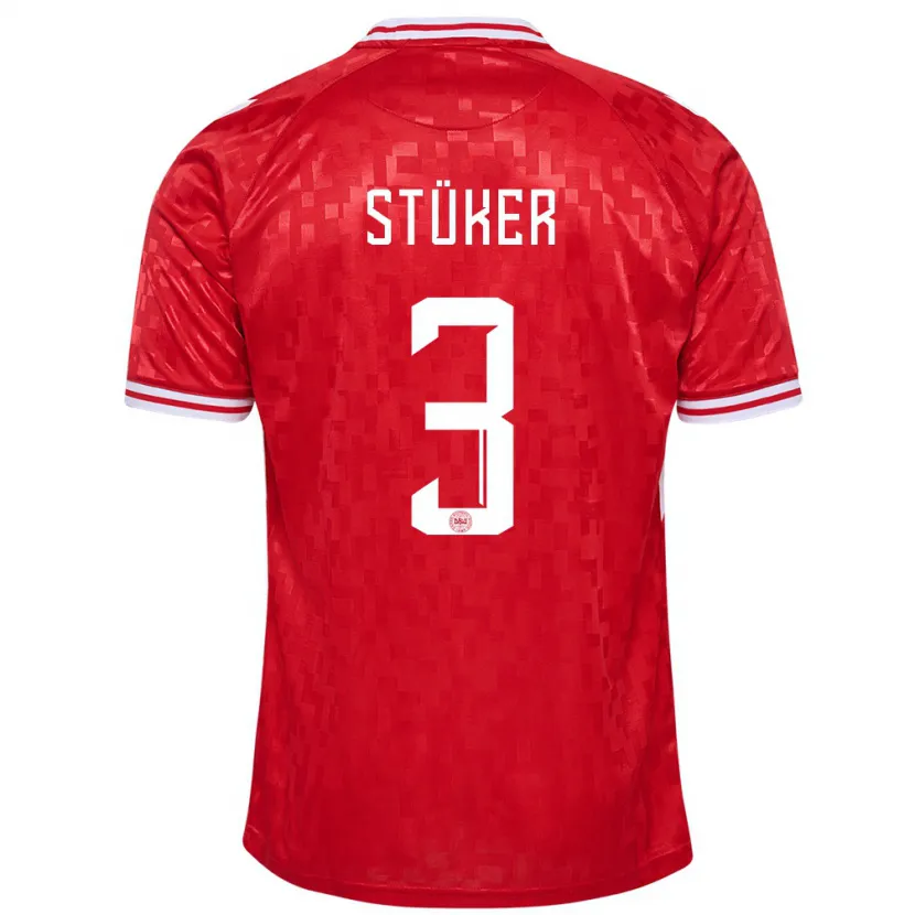 Danxen Mujer Camiseta Dinamarca Simon Stüker #3 Rojo 1ª Equipación 24-26 La Camisa México
