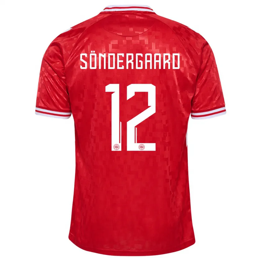 Danxen Mujer Camiseta Dinamarca Philip Söndergaard #12 Rojo 1ª Equipación 24-26 La Camisa México