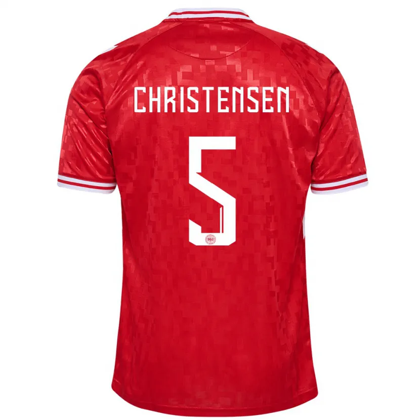 Danxen Mujer Camiseta Dinamarca Aske Christensen #5 Rojo 1ª Equipación 24-26 La Camisa México
