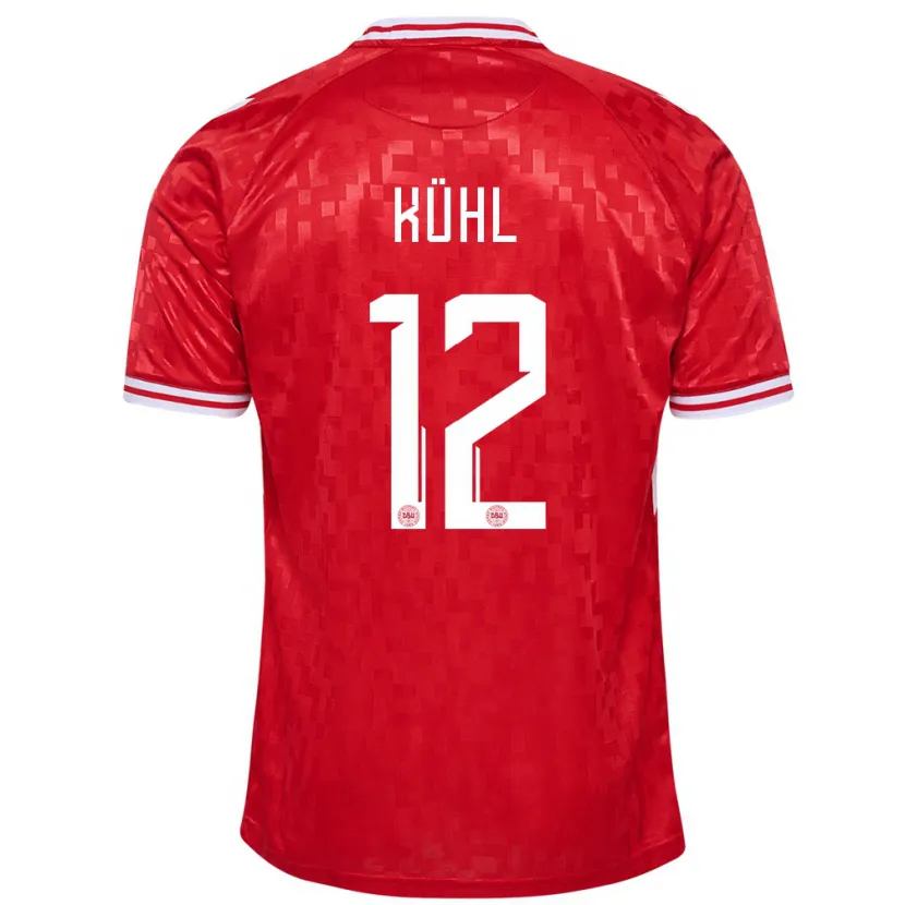 Danxen Mujer Camiseta Dinamarca Kathrine Kühl #12 Rojo 1ª Equipación 24-26 La Camisa México