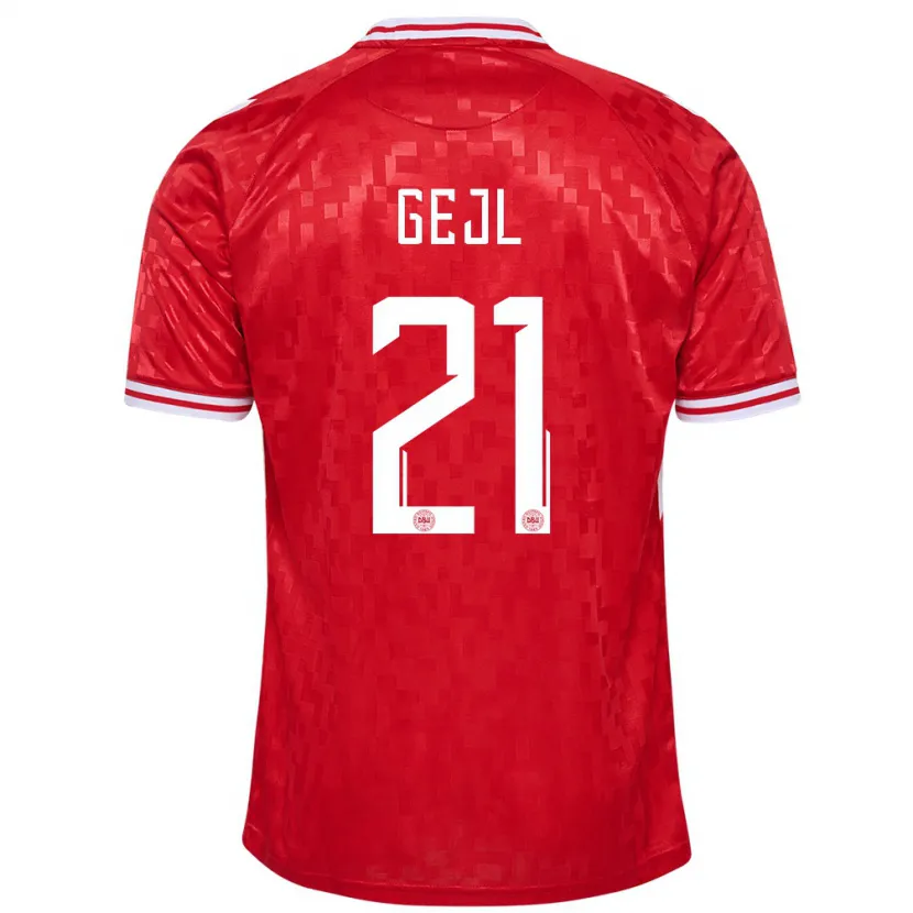 Danxen Mujer Camiseta Dinamarca Mille Gejl #21 Rojo 1ª Equipación 24-26 La Camisa México