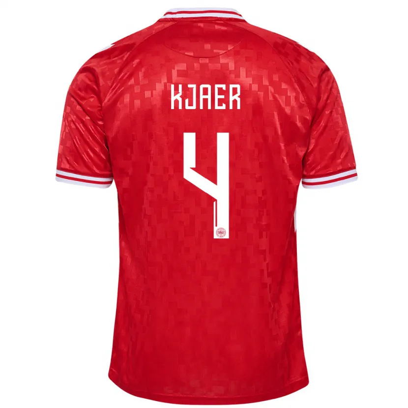 Danxen Mujer Camiseta Dinamarca Simon Kjaer #4 Rojo 1ª Equipación 24-26 La Camisa México