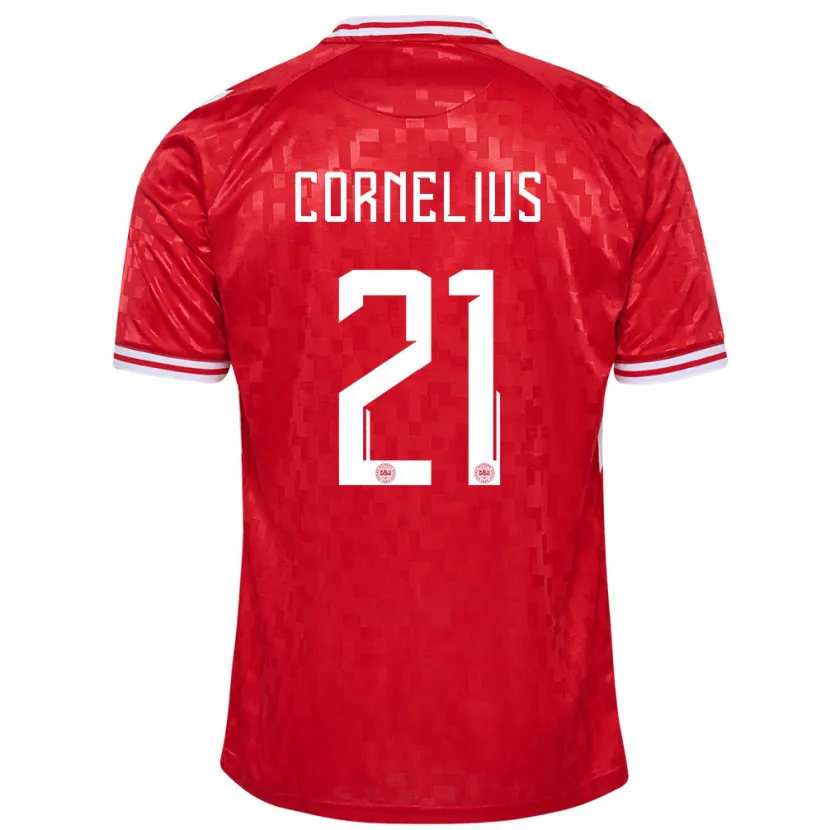 Danxen Mujer Camiseta Dinamarca Andreas Cornelius #21 Rojo 1ª Equipación 24-26 La Camisa México
