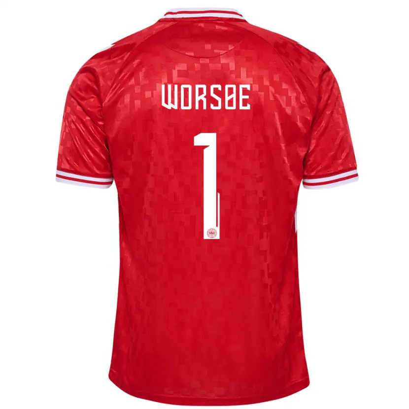 Danxen Mujer Camiseta Dinamarca Laura Worsoe #1 Rojo 1ª Equipación 24-26 La Camisa México
