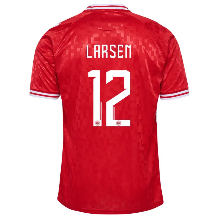 Danxen Mujer Camiseta Dinamarca Stine Larsen #12 Rojo 1ª Equipación 24-26 La Camisa México