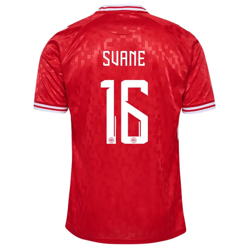 Danxen Mujer Camiseta Dinamarca Katrine Svane #16 Rojo 1ª Equipación 24-26 La Camisa México