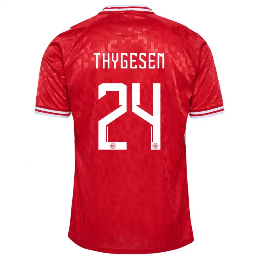Danxen Mujer Camiseta Dinamarca Sarah Thygesen #24 Rojo 1ª Equipación 24-26 La Camisa México