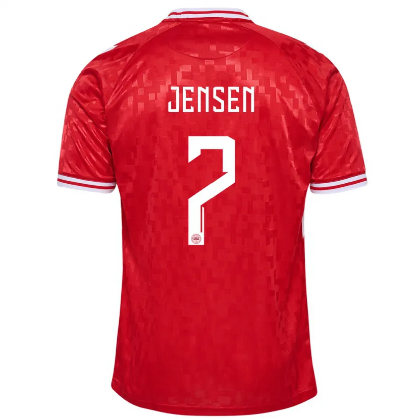 Danxen Mujer Camiseta Dinamarca Victor Jensen #7 Rojo 1ª Equipación 24-26 La Camisa México