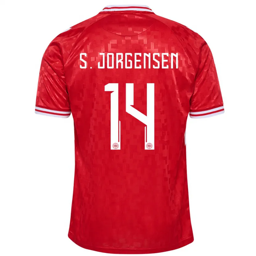 Danxen Mujer Camiseta Dinamarca Sebastian Jorgensen #14 Rojo 1ª Equipación 24-26 La Camisa México