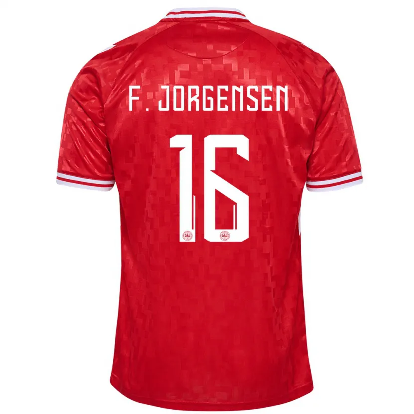 Danxen Mujer Camiseta Dinamarca Filip Jorgensen #16 Rojo 1ª Equipación 24-26 La Camisa México