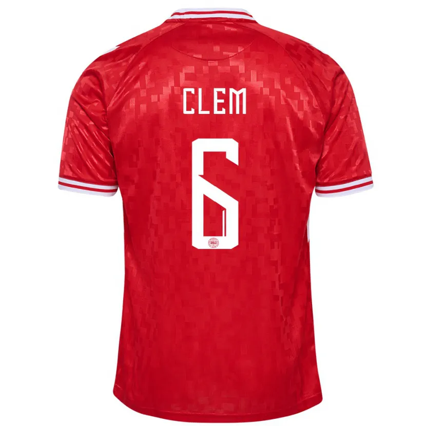 Danxen Mujer Camiseta Dinamarca William Clem #6 Rojo 1ª Equipación 24-26 La Camisa México