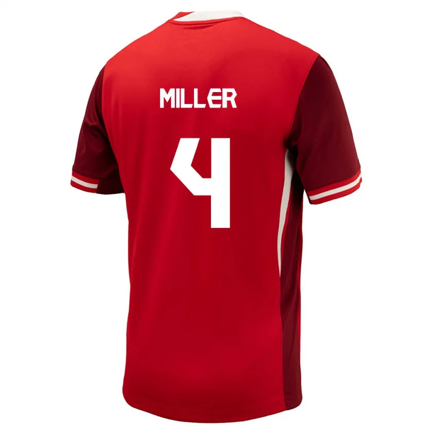 Danxen Mujer Camiseta Canadá Kamal Miller #4 Rojo 1ª Equipación 24-26 La Camisa México